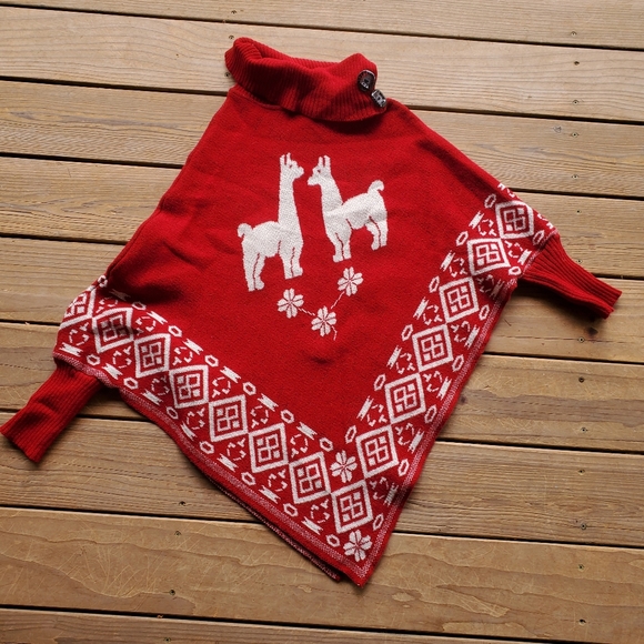 Sweaters - Llama Poncho Sweater